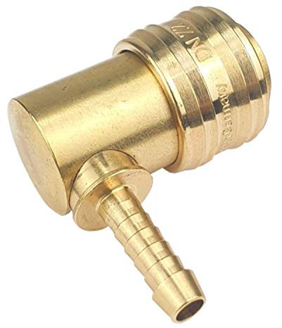 Druckluftkupplung Winkel-Kupplungsdose Druckluft Kupplungsstecker mit Winkel-Schlauchtülle 6 (1/4) mm Messing NW 7,2