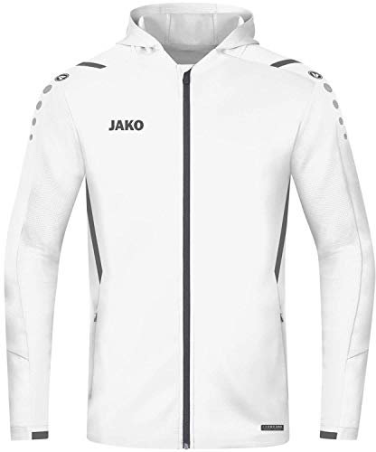 JAKO Herren Kapuzenjacke Challenge, Weiß/Anthra Light, XL