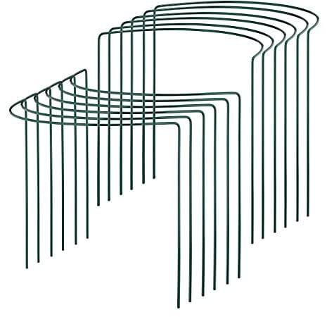 Relaxdays Pack 12 Tutores Plantas y Arbustos, Soporte Rosales o Tomatera, Semicircular, Acero, para Clavar, Verde Oscuro, 35 x 16.5 x 40.5 cm