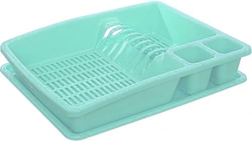 ECO Large Plastic Dish Drainer Rack with Drip Tray | Heavy Duty Sturdy Dish Rack for Kitchen Countertop | Turquoise Dish Drainer for Efficient Kitchen Organization & Cutlery Placement (Turquoise)