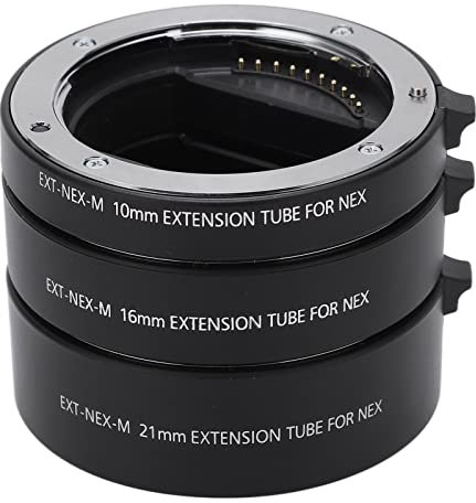 DWMD Auto Focus Macro Extension Tube Set, 10mm+16mm+21mm Auto Focus Macro Extension Tube Adapter Ring, Metal Auto Focusing Macro Extension Lens Adapter Tube for Sony: E Mount Lens