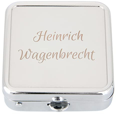 Pillendose GO silber 2 Fächer mit Namen Gravur