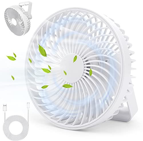 Multper Ventilatore da Tavolo Silenzioso,Mini Ventilatore USB con Luce LED,4 Velocità Mini ventilatore Portatile Ricaricabile,Ventilatore da Scrivania con Timer,Ventilatore per Campeggio/Ufficio/Casa