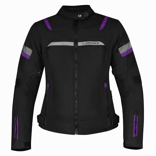 Aspidex Motorradjacke für Damen, mit zugelassenen Schutzen, super Sommer, violett, XL