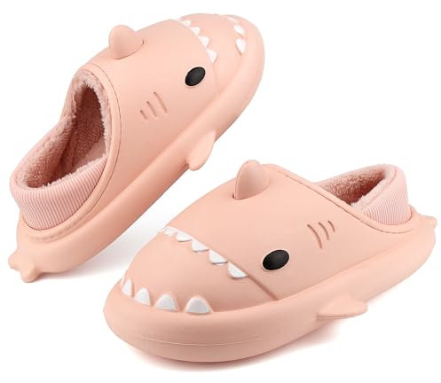 Lanivic Ciabatte Squalo Donna Uomo Impermeabile Invernali Pantofole Peluche Adulto Scarpe Interno E da Esterno Rosa EU 39 40