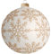 Krebs Glas Lauscha - Weihnachtsdekoration/Christbaumschmuck aus Glas - Weihnachtskugeln - Motiv: Weiß-matt mit goldenfarbigen Schneekristallen - Größe: 6 mal 8cm
