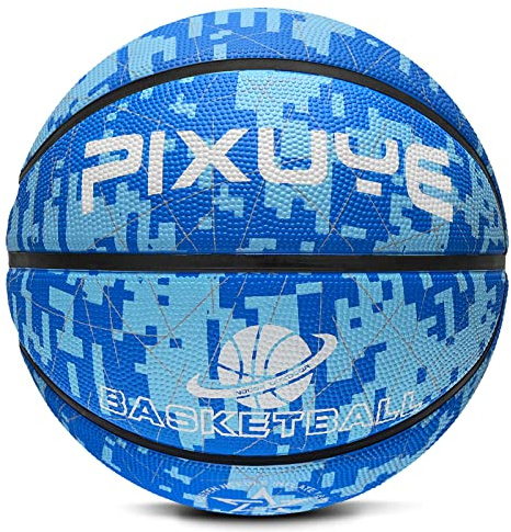 PIXUYE Basketball Größe 5,Größe 7,Kinder Mini Basketball Größe 3, Outdoor Indoor Street Basketball, Arena Training Erwachsene Anfänger Basketbälle Linie Blau 7