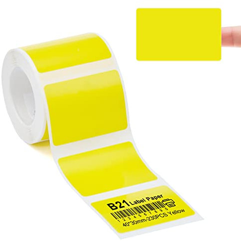 Etikettendrucker-Band Kompatibel für NIIMBOT B21/B1/B3S, Barcode Adresse Etikettendrucker Papier Gelb Wasserdicht Anti-Öl Kratzfest Aufkleber 40x30mm 230 Etiketten