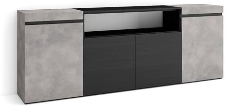 Skraut Home | Sideboard, Highboard | Kommode, Komodenschrank | 200x75x35cm | 4 Türen | Wohnzimmer, Küche | Moderner Stil | Zement