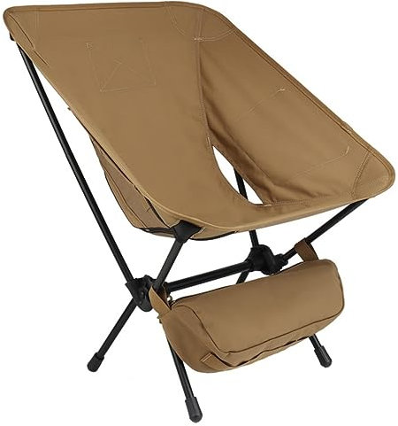 ACEXIER Taktischer Klappstuhl Ultraleicht Tragbarer Angelstuhl Outdoor Camping Strand Wandern Picknick BBQ Sitz mit seitlichen Aufbewahrungstaschen (Tan)