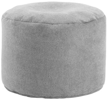 mokebo® Pouf, Hocker o. Bodenkissen 50x30cm 'Der Ruhestifter' Sitzhocker rund & Fußhocker fürs Wohnzimmer, Sitzpouf aus Stoff in Grau, Beistelltisch, Pouf, Puff für drinnen m. EPS-Perlen Füllung