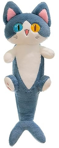 Katze Plüschtier,50cm Katze Kuscheltier Tier Kissen Puppe Flauschiges Stofftier,Cartoon Hai Kissen Gefüllt Plüsch Plüschtier Umarmungskissen Plüschkissen Spielzeug Geschenk Schlafkissen für Kinder