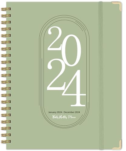 Kalender 2024 – A5-Terminplaner 2024, Wochenansicht, von Januar bis Dezember 2024, Spiralbindung, monatliche Register, 21 x 14 cm