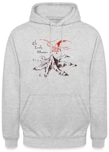 Spreadshirt Der Hobbit Zeichnung des Einsamen Bergs Mit Smaug Unisex Hoodie