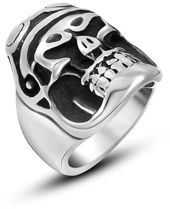 Aotiwe Rings Men Silver, Pinky Ring Herren Schädel Ringe Herren Dünn Edelstahl Größe 60 (19.1)