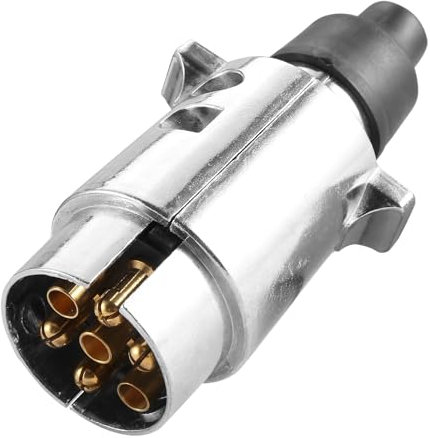 AGRISHOP Spina Per Rimorchio 7 Poli Metallo, Spinotto Gancio Traino 7 Poli Alluminio, 12V Spina Rimorchio 7 Poli metallo,Spinotto Rimorchio 7 Poli Maschio