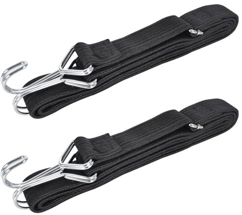 2 Pièces 60/100/200cm Corde à Bagages à Élastiques,Tendeurs Elastique avec Crochets,Corde Élastique pour Bagages, pour Vélo, Moto, Voiture, Camping(Noir) (2m)