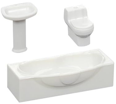 Baoblaze Badewanne Waschbecken Simulation Toilette Lebendige Spielzeug Haus Toilette Modell Puppenhaus Miniatur Spielzeug für DIY Miniatur Badezimmer Mädchen, S