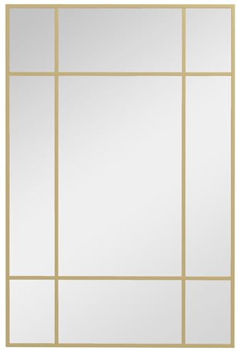 HOMCOM Espejo Rectangular de Pared 90x60 cm con Marco de Metal Espejo Decorativo para Salón Dormitorio Entrada Dorado