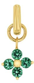 Amor Charm 925 Sterling Silber Damen Charms, mit Zirkonia synth., 1,8 cm, Grün, Blume, Kommt in Schmuck Geschenk Box, 2038529