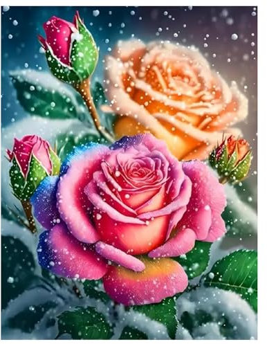 Diamond Painting Rose,Diamond Painting Erwachsene Schnee Flower,Diamond Art Erwachsene Set Home Wand Dekor for Gift(30x40cm)
