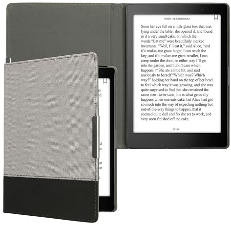 kwmobile Étui liseuse Compatible avec Kobo Aura One - Housse avec Rabat magnétique en Tissu Canevas pour liseuse
