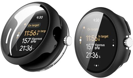 TINGYR 2 Pezzi Cover Compatibile con Google Pixel Watch 3 41mm, PC + Vetro Temperato per Proteggere lo Schermo, Anticaduta, Custodia Compatibile con Google Pixel Watch 3 41mm.