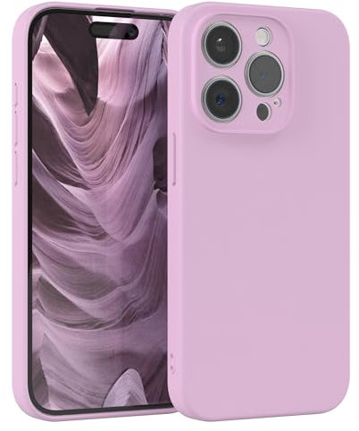 EAZY CASE - Custodia in silicone per iPhone 15 Pro Custodia morbida protettiva con protezione della fotocamera Protezione sottile Premium Cover TPU Telefono Bumper in Viola Chiaro