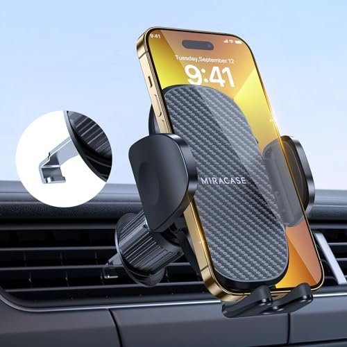 Miracase 2025 Support Téléphone Voiture [Crochet Métallique Fort] Bouche D'aération Porte Téléphone Voiture, Rotation 360° & Opération à Une Main, pour Téléphones de 4.0''-7.0''