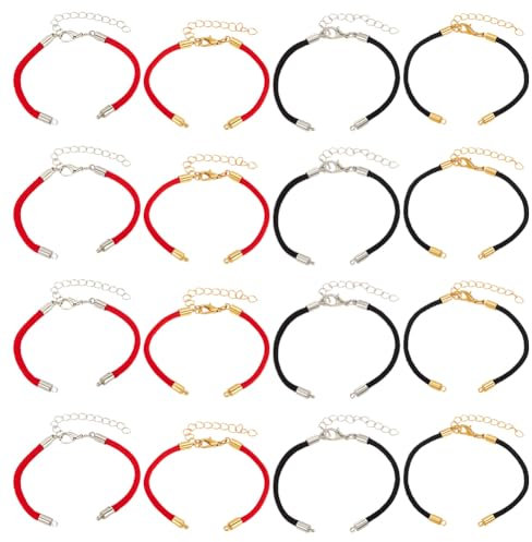 GOMAKERER 16pcs bracelet Coulissant Réglable 4 bracelet Torsadé en Polyester Bracelets en Cordon Tressé Bracelets D'Amitié Réglables Accessoires Alliage Métallique pour Bricolage Fabrication de Bijoux