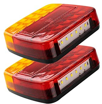 RONGCH Lighting Rear Tail Lamps Indicator 26LED Submersible Trailer Lights Stop Tail Turn Signal Lights License Number Plate For Boat Trailer Truck RV Lighting Upgrade