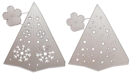 2pcs Weihnachten Stanzschablone Laterne Stanze Windlicht Weihnachten Kerzen Deko Metall Prägeschablonen Stanzformen Cutting Dies für DIY Scrapbooking Album Grußkarte Handwerk Neujahr Deko