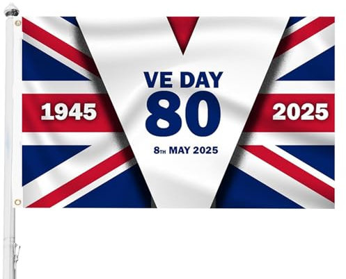 Bandera VE Day, 2025 VE DAY 80.ª bandera, 80º Día de Europa - Exquisita bandera de Europa de la Victoria, Decoración Brillante Para, Césped, Jardín