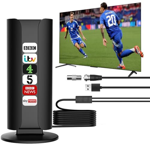 2025 TV Aerial for Smart TV, 560+ Miles Range Strongest Digital HD TV Antenna Indoor Ourdoor with Amplifier Signal Booster, Waterproof Design Support 4K 1080P HD Local Channels