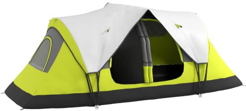 Outsunny Campingzelt für 3 Personen 2000mm Wassersäule | groß Tunnelzelt, mit Lichthaken, Meshfenster, 2 Räumen, Winddicht, Familienzelt mit Tragetasche, Gruppenzelt, Camping, Garten