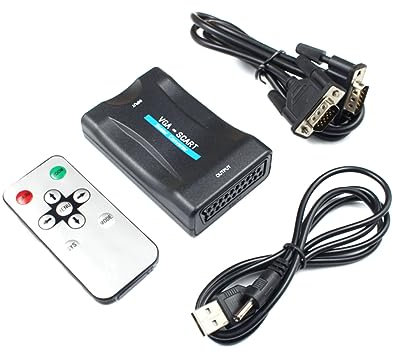 Angoily Convertisseur Vidéo Vga vers Péritel Adaptateur pour Systèmes Ntsc Et Pal