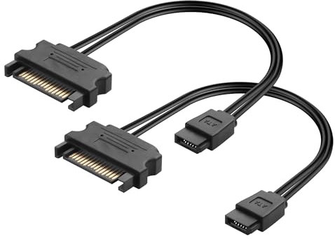 GINTOOYUN 2 cordons d'alimentation SATA 22awg cordon d'alimentation SATA 15 broches pour lecteur optique femelle rotatif petit 6 broches pour ordinateur,alimentation de châssis(6,57 )