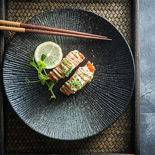 Genérico Vajilla Creativa de Comida Occidental para el hogar, Plato con Degradado de Color Retro a Rayas bajo vidriado, Cuencos, Cuencos para Cereales y Fideos.