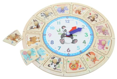Supvox Handkämpfe die Uhr Uhren für Tieruhr Kinderpuzzle Montessori-Uhr Kinderuhren kognitive Uhr Uhrlernen für kognitives Lehrspielzeug für sortieren Holz