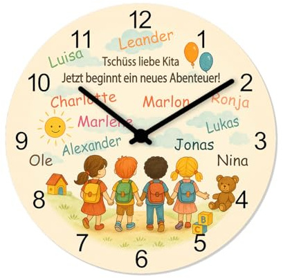 Faramosa Abschiedsuhr für die Kita personalisiert Geschenk zum Kita-Abschied Kindergarten Abschiedsgeschenk mit Namen