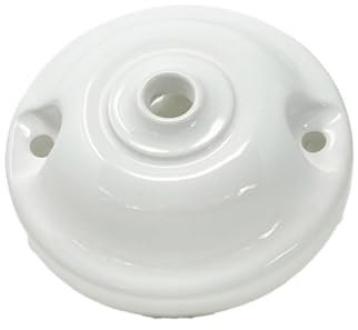 Rosone In Porcellana Bianca ø75mm 1 Uscita Centrale + 2 laterali