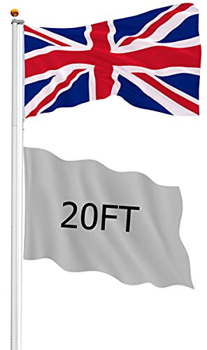 Sedol 6M or 7.5M Aluminium Flagpole – Outdoor Adjustable Splicing Pole Kit for Garden, Courtyard, House, Ceremony, School, Business Display – Silver Retractable Telescopic Flag Holder (20FT)