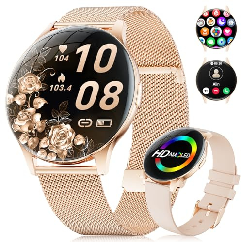 BENYAR SMART Smartwatch Donna, 1,43 AMOLED Schermo/Chiamata Bluetooth/100+ Modalità Sportive Smartwatch, Sonno/SpO2/Calorie/Frequenza Cardiaca Monitor per Android iOS 2025