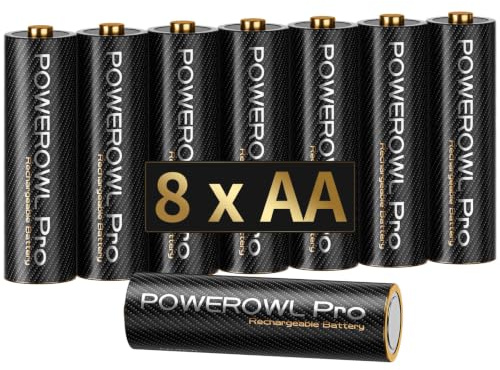 POWEROWL AA Rechargeable Batteries, 2800 mAh High Capacity, 8 Count | 1300 Cycles, 1.2V Low Self-Discharge NiMH AA Battery