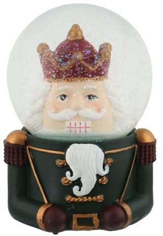 Mr Crimbo Musical Nutcracker Snow Globe – 16cm Christmas Decoration with Soldier Figure, Wind Up Music & Glitter Snow, Red & Gold Uniform Base Ornament, Festive Gift for Home Display
