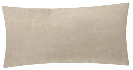 1 x Fleece Winter Kissenbezug in 40x80cm - Beige (1-Stück-40x80cm-Beige) | weich flauschig und warm, Kissenhülle, kuschelig, Reißverschluss