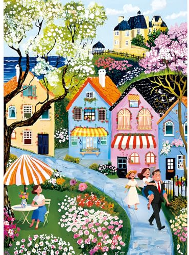 HUADADA Puzzle 1000 Teile Familieninteraktives Puzzle Erwachsene Geschenk Kleine -Stadt Spaziergang