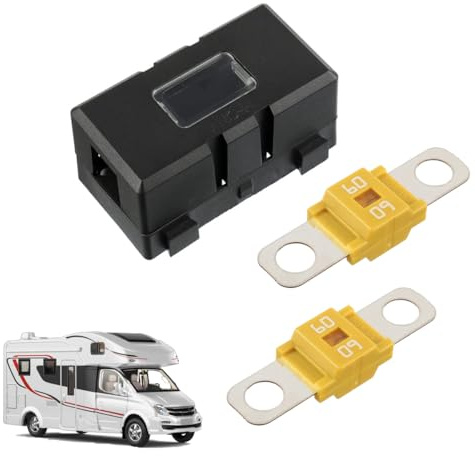 Jetstream ANS Porte Fusibles de Voiture et 2 Fusibles Midi Boulonnés à Courant Élevé 60A, compatible avec les Voitures, les Camions, les Engins de Construction, les Bus et les Camping Cars