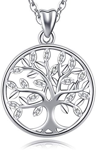 CELESTIA Pendentif Arbre de Vie, Collier Femme Argent Sterling 925, Bijoux Fete des Meres Anniversaire, Cadeaux pour Maman Fille Grands Mères