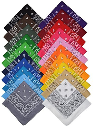 Bandana Halstuch Biker 1er 3er 6er 12er Pack Nikki Tuch Schal Paisley Kopftuch 100% Baumwolle 25 Farben